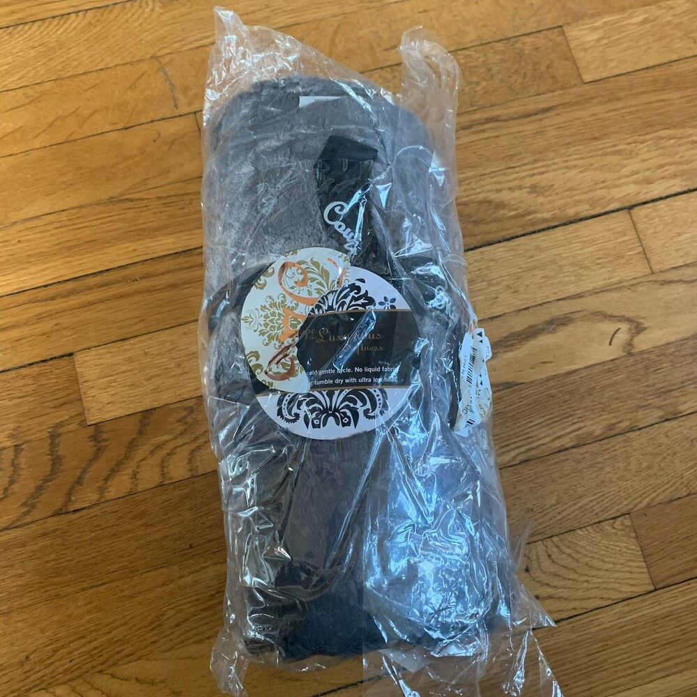Minky Couture Sorbet Blanket Sz 50x60 Twin, Midweight Breathable Fabric Charcoal